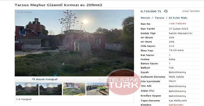 Mersin Tarsus'taki Gizemli Ev Sahibinden Satılık
